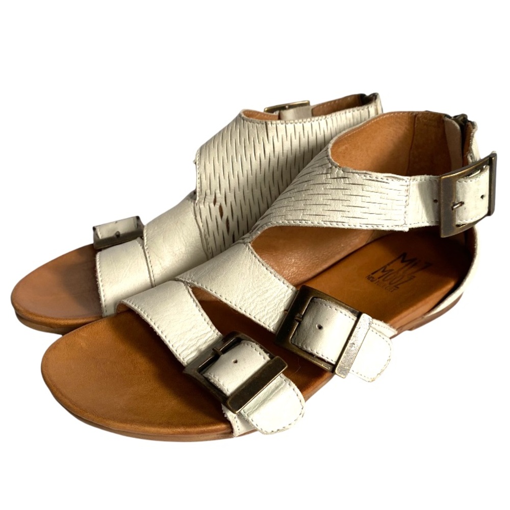 Miz Mooz 3 strap back zip leather sandal 6.5
